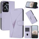 For OPPO A59 5G Triangle Pattern Buckle Clasp Leather Phone Case(Light Purple)