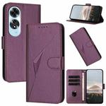 For OPPO A60 Triangle Pattern Buckle Clasp Leather Phone Case(Dark Purple)