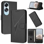 For OPPO A60 Triangle Pattern Buckle Clasp Leather Phone Case(Black)