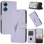 For OPPO A78 4G Triangle Pattern Buckle Clasp Leather Phone Case(Light Purple)