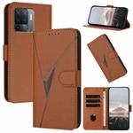 For OPPO A94 4G Triangle Pattern Buckle Clasp Leather Phone Case(Brown)