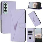 For OPPO K12x Global Triangle Pattern Buckle Clasp Leather Phone Case(Light Purple)