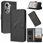 For OPPO Reno11 Global Triangle Pattern Buckle Clasp Leather Phone Case(Black)