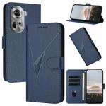 For OPPO Reno11 Global Triangle Pattern Buckle Clasp Leather Phone Case(Royal Blue)