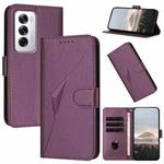 For OPPO Reno12 Global Triangle Pattern Buckle Clasp Leather Phone Case(Dark Purple)