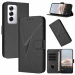 For OPPO Reno12 Global Triangle Pattern Buckle Clasp Leather Phone Case(Black)