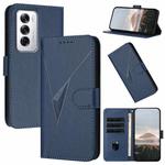 For OPPO Reno12 Global Triangle Pattern Buckle Clasp Leather Phone Case(Royal Blue)