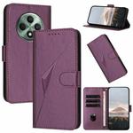For OPPO Reno12 F 4G Triangle Pattern Buckle Clasp Leather Phone Case(Dark Purple)