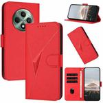 For OPPO Reno12 F 4G Triangle Pattern Buckle Clasp Leather Phone Case(Red)