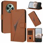 For OPPO Reno12 F 4G Triangle Pattern Buckle Clasp Leather Phone Case(Brown)