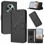 For OPPO Reno12 F 4G Triangle Pattern Buckle Clasp Leather Phone Case(Black)