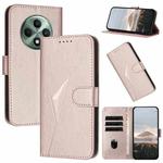 For OPPO Reno12 F 4G Triangle Pattern Buckle Clasp Leather Phone Case(Rose Gold)