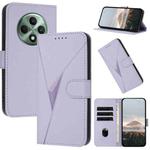 For OPPO Reno12 F 4G Triangle Pattern Buckle Clasp Leather Phone Case(Light Purple)