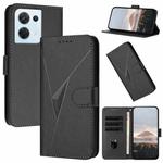 For OPPO Reno8 Triangle Pattern Buckle Clasp Leather Phone Case(Black)