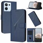 For OPPO Reno8 Triangle Pattern Buckle Clasp Leather Phone Case(Royal Blue)