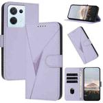 For OPPO Reno8 Triangle Pattern Buckle Clasp Leather Phone Case(Light Purple)