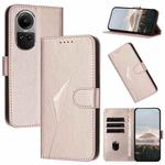 For OPPO Reno10 5G Global Triangle Pattern Buckle Clasp Leather Phone Case(Rose Gold)