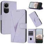 For OPPO Reno10 5G Global Triangle Pattern Buckle Clasp Leather Phone Case(Light Purple)