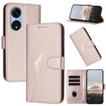 For OPPO A1 Pro / Reno8 T 5G Global Triangle Pattern Buckle Clasp Leather Phone Case(Rose Gold)