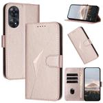For OPPO Reno8 T 4G Triangle Pattern Buckle Clasp Leather Phone Case(Rose Gold)