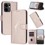 For OPPO Reno13 F 4G / 5G Triangle Pattern Buckle Clasp Leather Phone Case(Rose Gold)