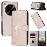 For OPPO Find X8 Ultra Triangle Pattern Buckle Clasp Leather Phone Case(Rose Gold)