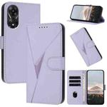 For OPPO A78 5G / A1x Triangle Pattern Buckle Clasp Leather Phone Case(Light Purple)