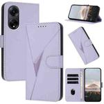 For OPPO A98 5G Triangle Pattern Buckle Clasp Leather Phone Case(Light Purple)