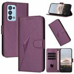 For OPPO Reno6 Pro+ 5G Triangle Pattern Buckle Clasp Leather Phone Case(Dark Purple)