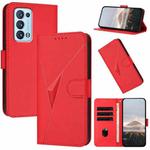 For OPPO Reno6 Pro+ 5G Triangle Pattern Buckle Clasp Leather Phone Case(Red)