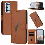 For OPPO Reno6 Pro+ 5G Triangle Pattern Buckle Clasp Leather Phone Case(Brown)