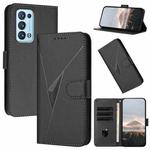 For OPPO Reno6 Pro+ 5G Triangle Pattern Buckle Clasp Leather Phone Case(Black)