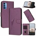 For OPPO Reno14 Global Triangle Pattern Buckle Clasp Leather Phone Case(Dark Purple)