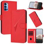 For OPPO Reno14 Global Triangle Pattern Buckle Clasp Leather Phone Case(Red)