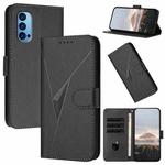For OPPO Reno14 Global Triangle Pattern Buckle Clasp Leather Phone Case(Black)