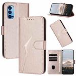 For OPPO Reno14 Global Triangle Pattern Buckle Clasp Leather Phone Case(Rose Gold)