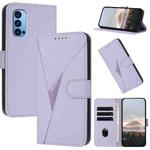 For OPPO Reno14 Global Triangle Pattern Buckle Clasp Leather Phone Case(Light Purple)
