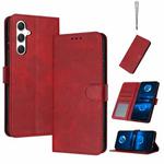For Samsung Galaxy S25 / S24 5G Solid Calf Texture Flip Leather Phone Case(Red)