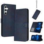 For Samsung Galaxy S25+ / S24+ 5G Solid Calf Texture Flip Leather Phone Case(Dark Blue)