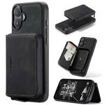 For iPhone 16 JEEHOOD J02 Magnetic Zipper Horizontal Flip Leather Phone Case(Black)