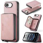 For iPhone 16e JEEHOOD J02 Magnetic Zipper Horizontal Flip Leather Phone Case(Pink)
