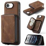 For iPhone 16e JEEHOOD J02 Magnetic Zipper Horizontal Flip Leather Phone Case(Brown)