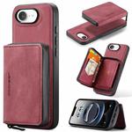 For iPhone 16e JEEHOOD J02 Magnetic Zipper Horizontal Flip Leather Phone Case(Red)
