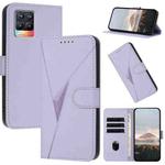 For Realme 8 Triangle Pattern Buckle Clasp Leather Phone Case(Light Purple)