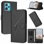 For Realme 9 Pro+ Triangle Pattern Buckle Clasp Leather Phone Case(Black)