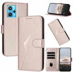 For Realme 9 Pro+ Triangle Pattern Buckle Clasp Leather Phone Case(Rose Gold)