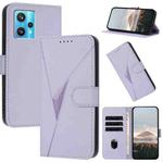 For Realme 9 Pro+ Triangle Pattern Buckle Clasp Leather Phone Case(Light Purple)