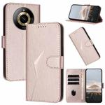 For Realme 11 Pro Triangle Pattern Buckle Clasp Leather Phone Case(Rose Gold)