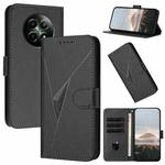 For Realme 12 5G Triangle Pattern Buckle Clasp Leather Phone Case(Black)