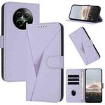 For Realme 12 5G Triangle Pattern Buckle Clasp Leather Phone Case(Light Purple)